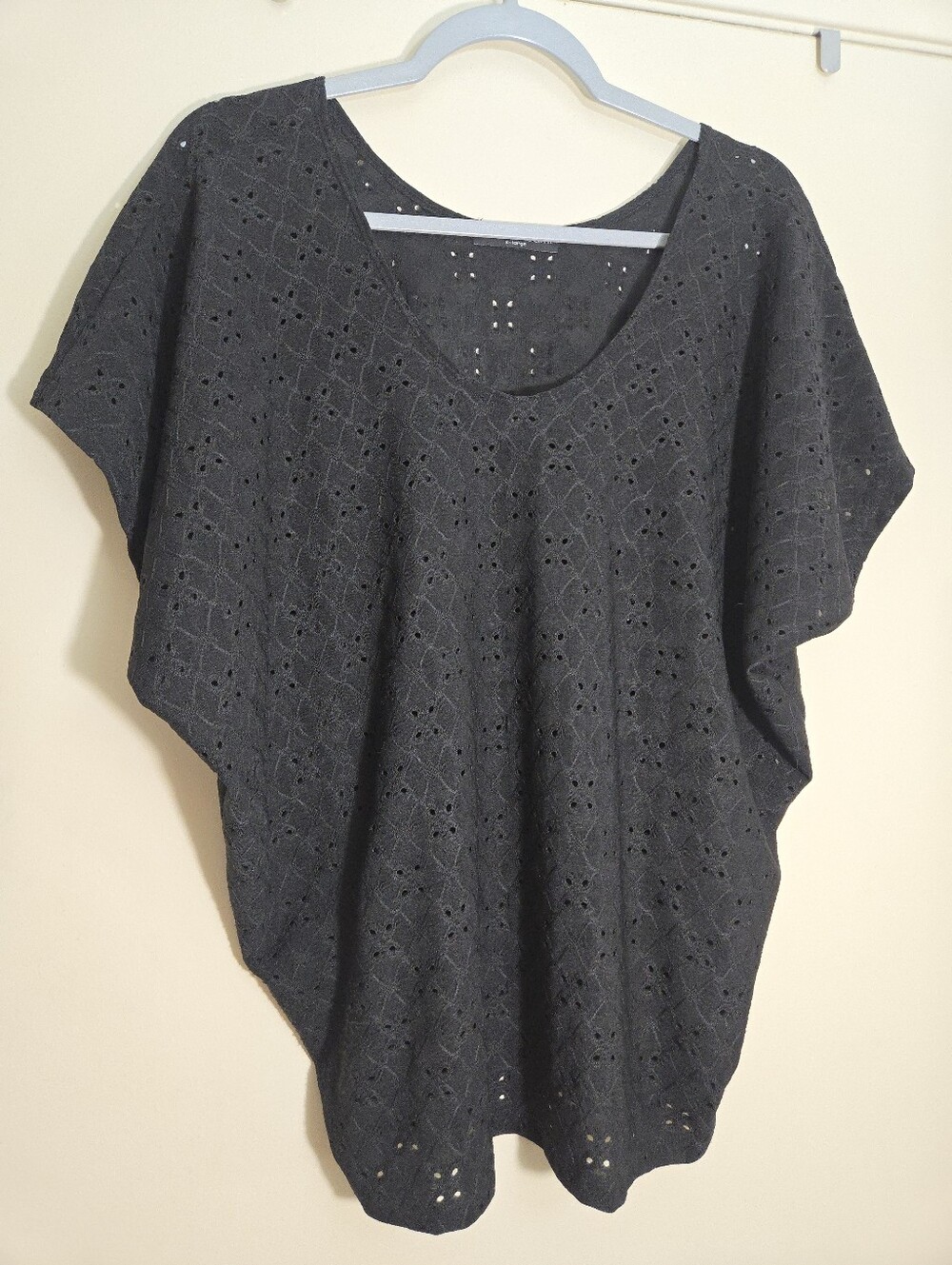Kim & Cami Black Eyelet Dolman Knit Top